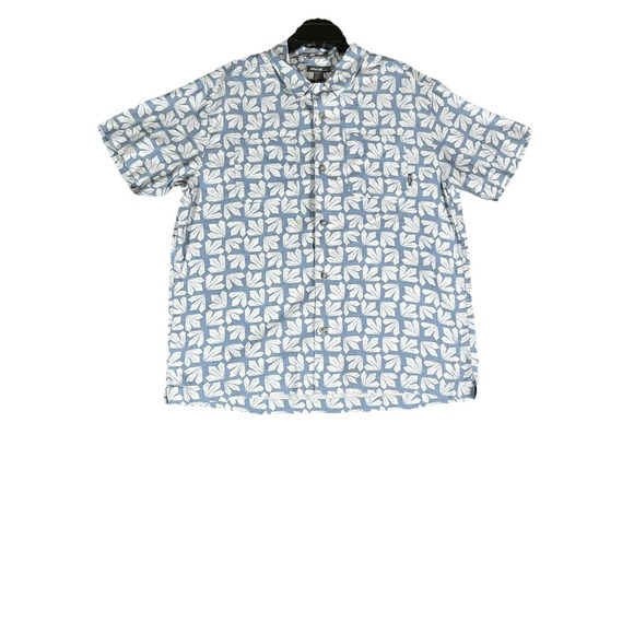 Eddie Bauer‎ Shirt Blue Tropical Baja Classic Fit Camp Hawaiian Mens Size L - Picture 1 of 9